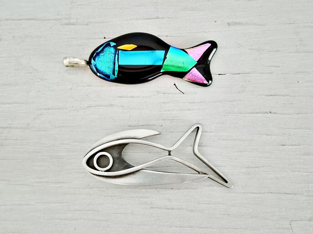Vintage Fish Pendant and Brooch Lot of 2